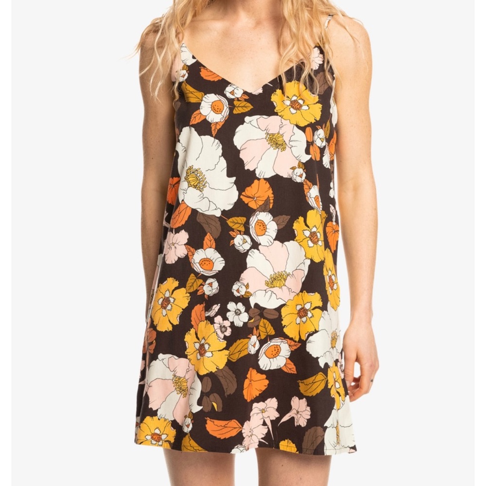 NWT! Quiksilver Retro Floral Dress 🌼🧡💛